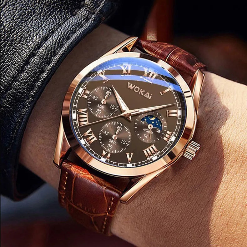 Fashionable Quartz Watch with Roman Dial and Bamboo Belt - Smarsty