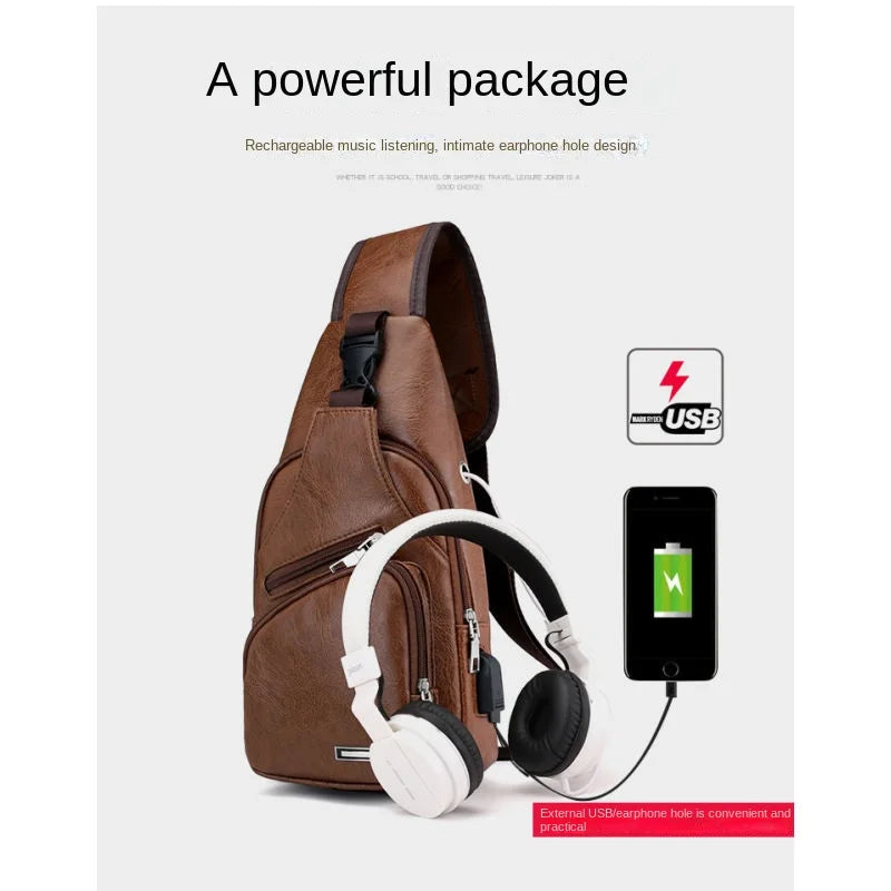 Mens USB Chest Bag With Portable Charging Crossbody - Smarsty