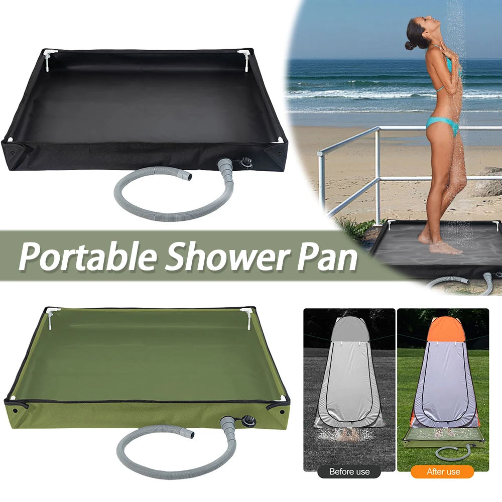 Portable Shower Pan with Drain Hose Camping Shower Base Outdoor Tent Shower Tray for RV Outdoor Camping Shower Beach Pet Bath