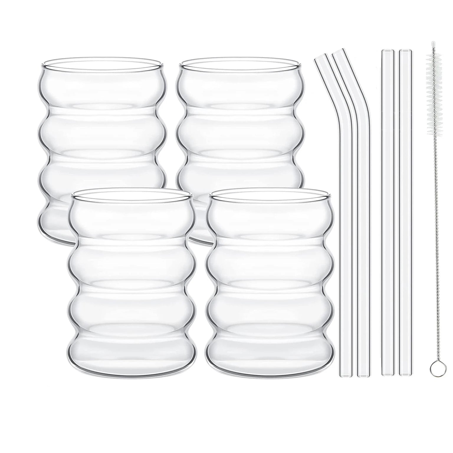 Creative Glass Cups Set with Straws for Stylish Drinking - Smarsty