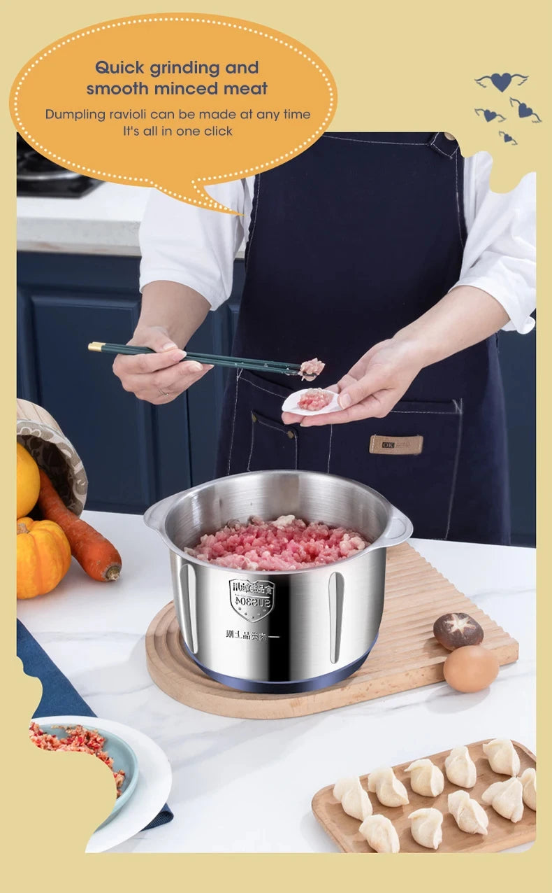 5L Electric Meat Grinders Food Crusher Stainless Steel Multifunctional Vegetable Slicer Processor Chopper Kitchen Appliances by Smarsty