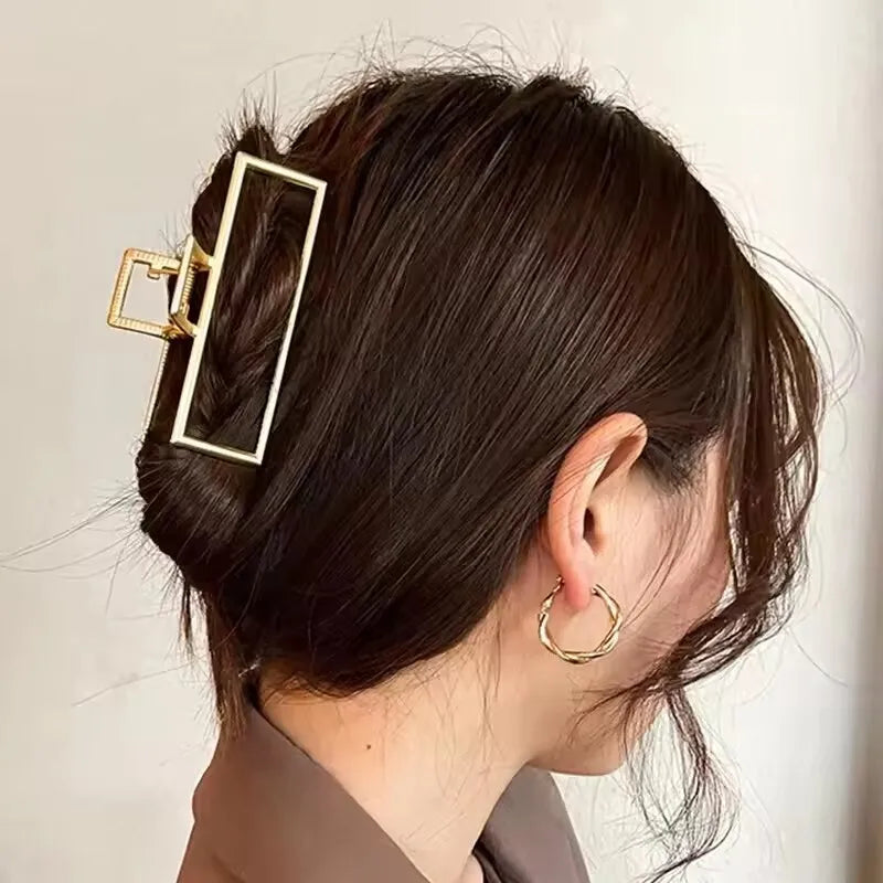 Korean Geometric Metal Hair Clip Durable Alloy Claw - Smarsty