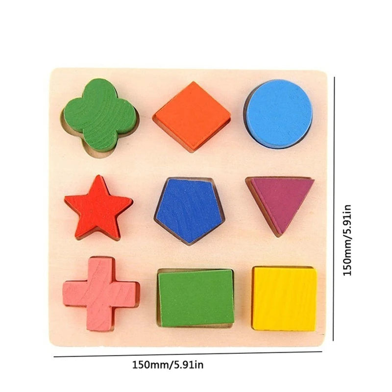 Wooden Geometric Shapes Montessori Puzzle Sorting Math Bricks Preschool Learning Educational Game Baby Toddler Toys for Children by Smarsty