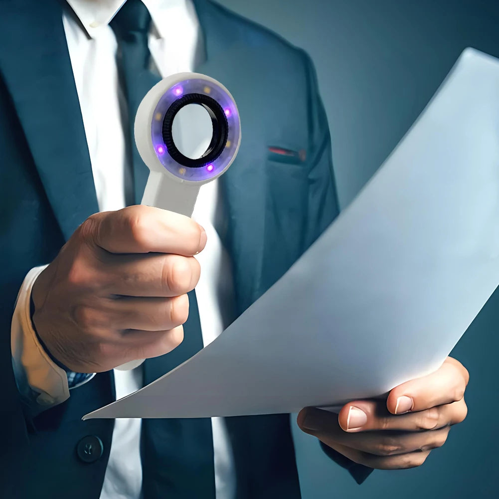 60X Handheld Magnifier Rechargeable Illuminated Magnifying Glass Wear Resist Lighting Book Magnifier for Seniors Reading Repair