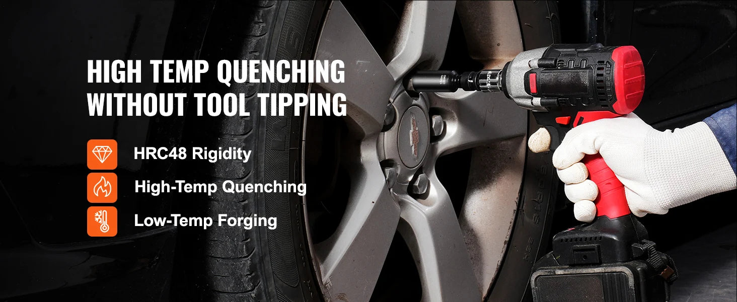 SucceBuy Drive Impact Socket Set Deep Shallow Socket Set CR-V Alloy Steel Auto Repair Easy-to-Read Size Markings Storage Case