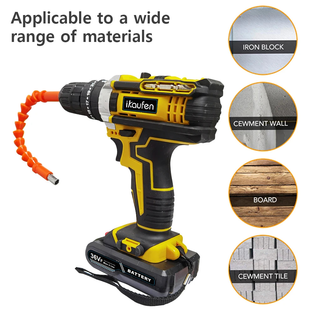 Multifunctional 21V rechargeable impact drill lithium battery cross-border flashlight gun drill electric screwdriver electric dr