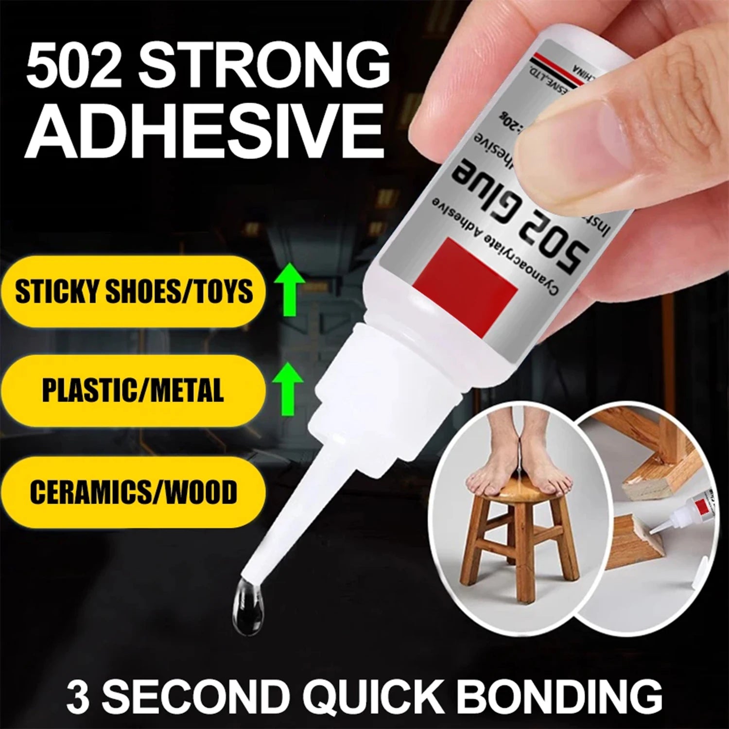 JXVX 1-5pcs 502 Super Glue Instant Quick-drying Cyanoacrylate Adhesive Leather Rubber Wood Metal Strong Bond Liquid Glue Tool - Smarsty