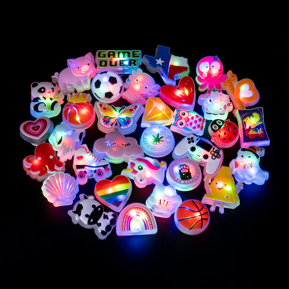 1pcs LED Shoe Charms for Kids Gift Owl Unicorn Gamepad Football Lighted Shoes Decoration Shoe Accessories Pins Clogs Buckles