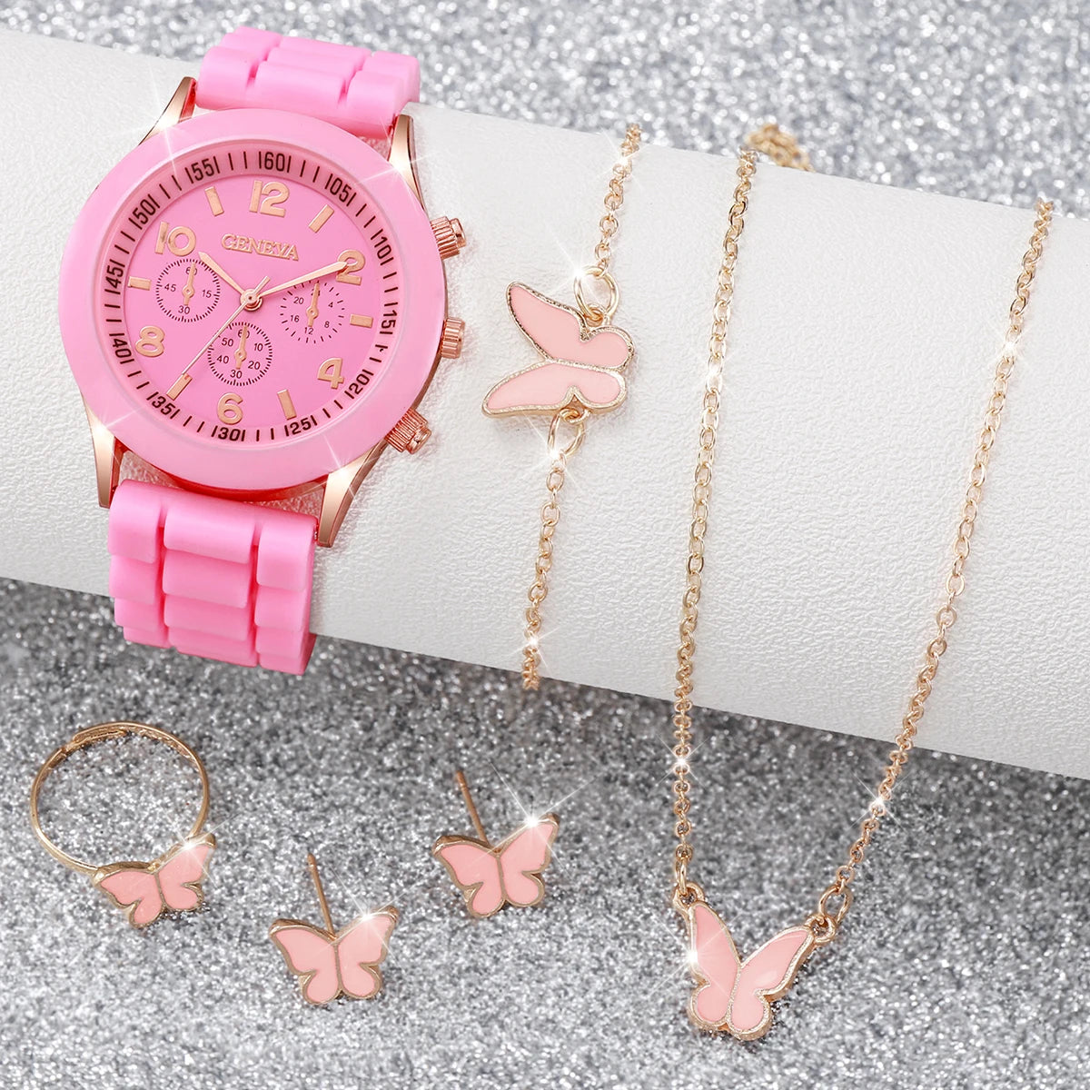 Fashionable Women Quartz Watches Set with Silicone Bands - Smarsty