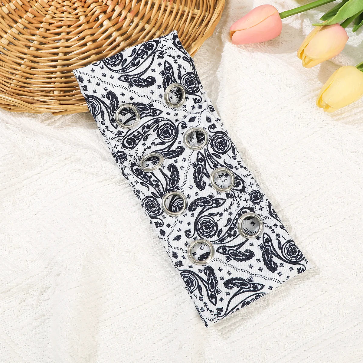 Punk Grunge Wide Elastic Headband Stretchy Metal Look - Smarsty