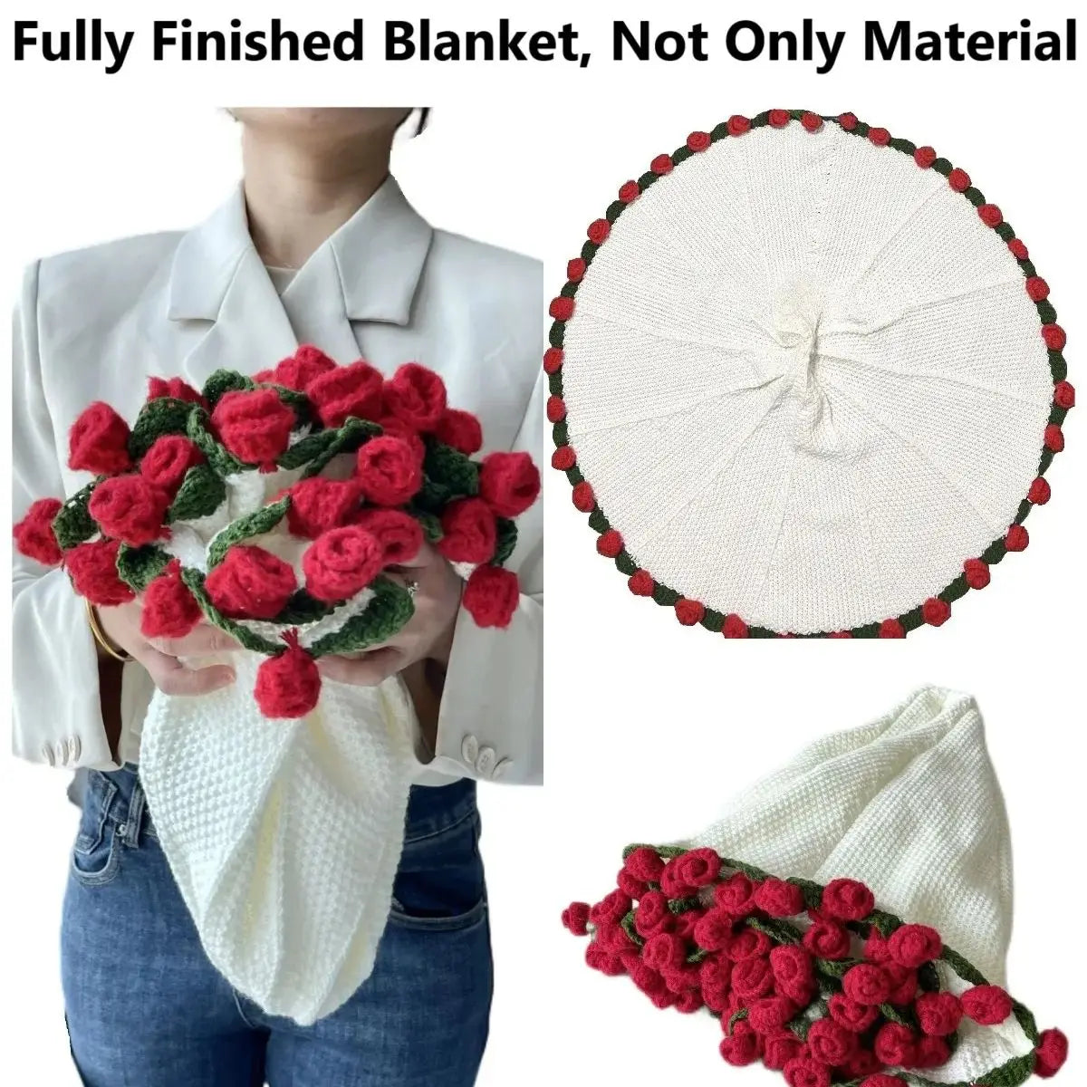 Handmade Crochet Rose Blanket for Cozy Comfort - Smarsty