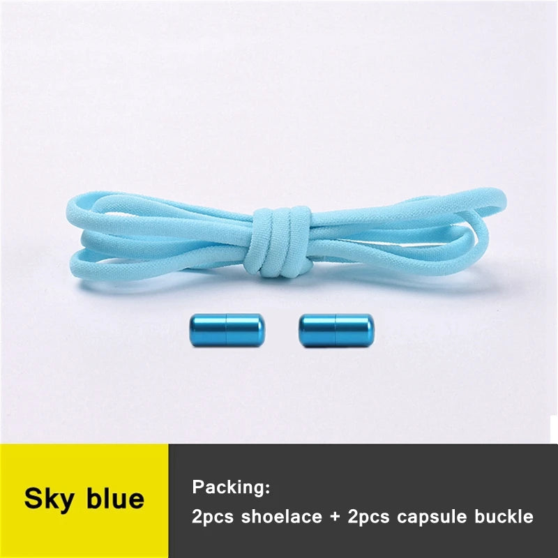 21 Colors No Tie Shoelaces Round Color Metal Lock Elastic Shoelace General For Children And Adults Sneakers Lazy Laces Unisex - Smarsty