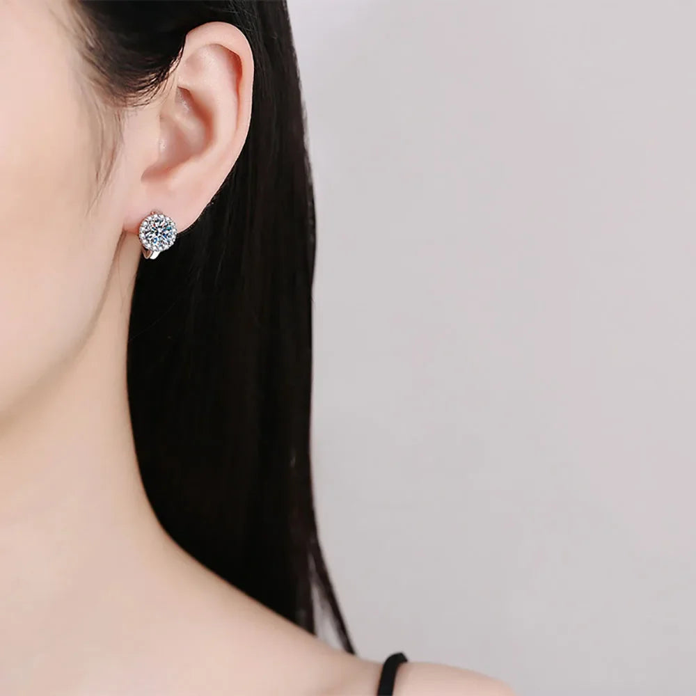 Moissanite Hoop Earrings Sterling Silver Bridal Sparkle - Smarsty
