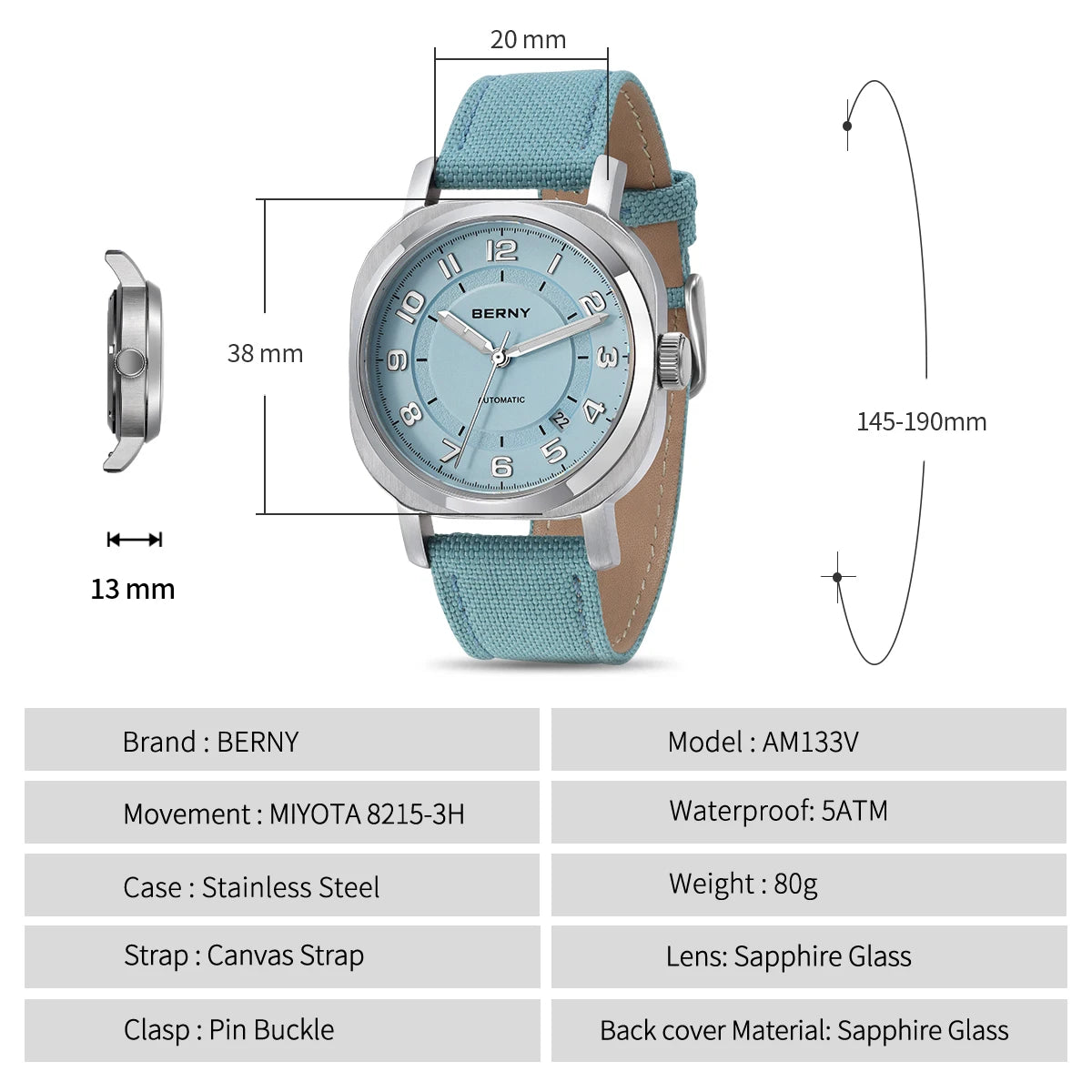 BERNY Women's Mechanical Watch With Sapphire Crystal - Smarsty