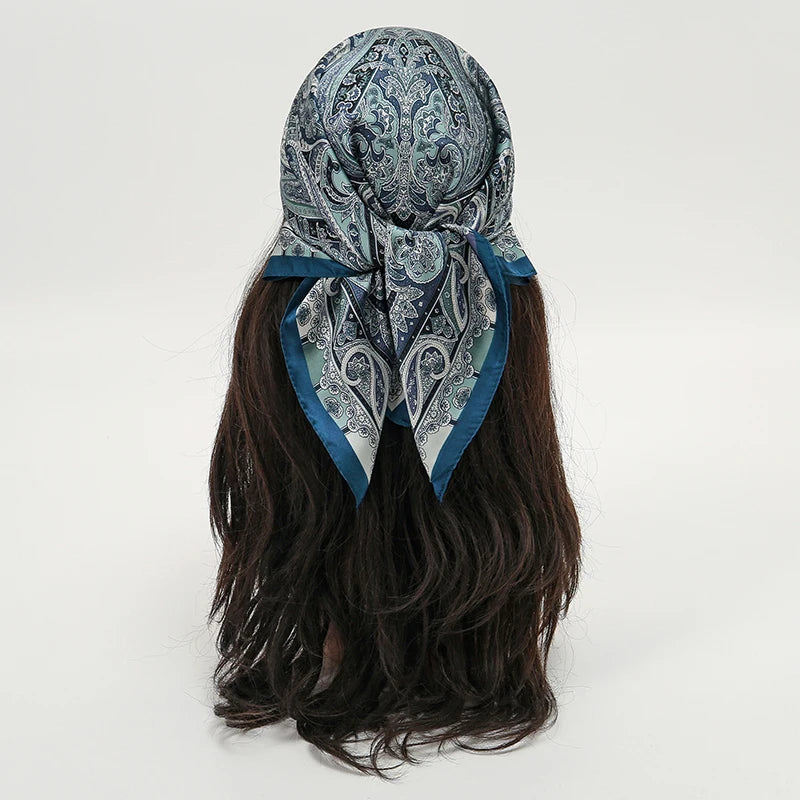 Bohemian Floral Print Silk Scarf for Women Sun Protection - Smarsty