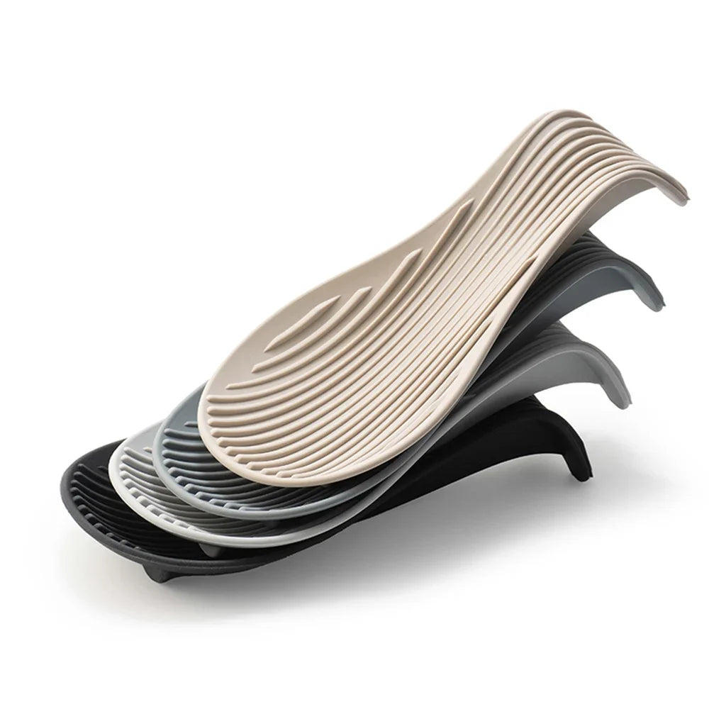 1/4Pcs Silicone Insulated Spoon Holder Heat Resistant Placemat Spoon Holder Cutlery Shelving Kitchen Tools Placemat by Smarsty