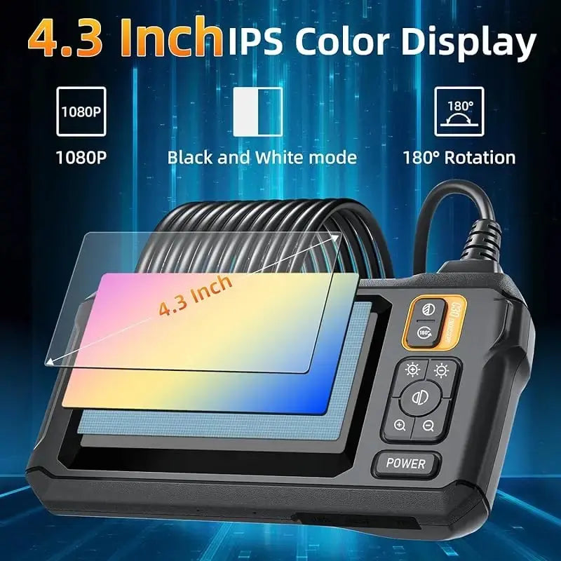 Industrial Endoscope Camera 8mm HD1080P 4.3inch IPS Screen 1080P Pipe Inspection Camera for Car Repair IP67 Waterproof 8 LEDS - Smarsty