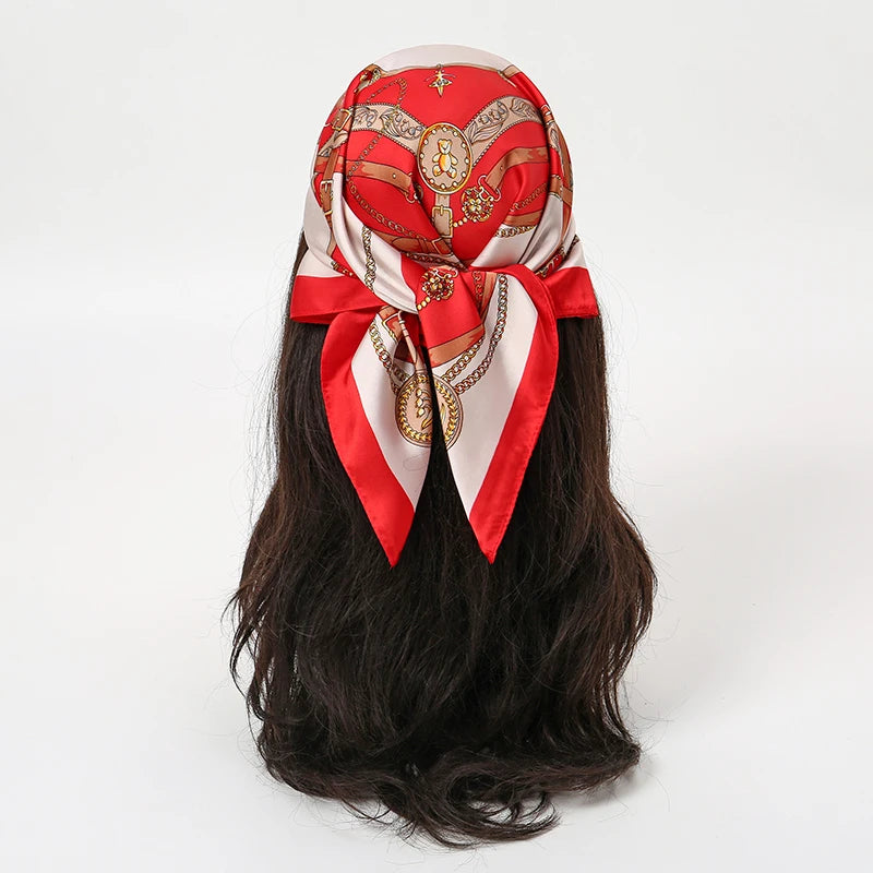 Luxury Silk Satin Headscarf for Women with Plaid Print - Smarsty