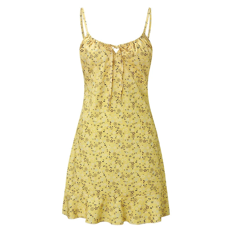 Women's Sexy Casual Home Small Floral Camisole Dress Summer Comfortable Skirt - Smarsty