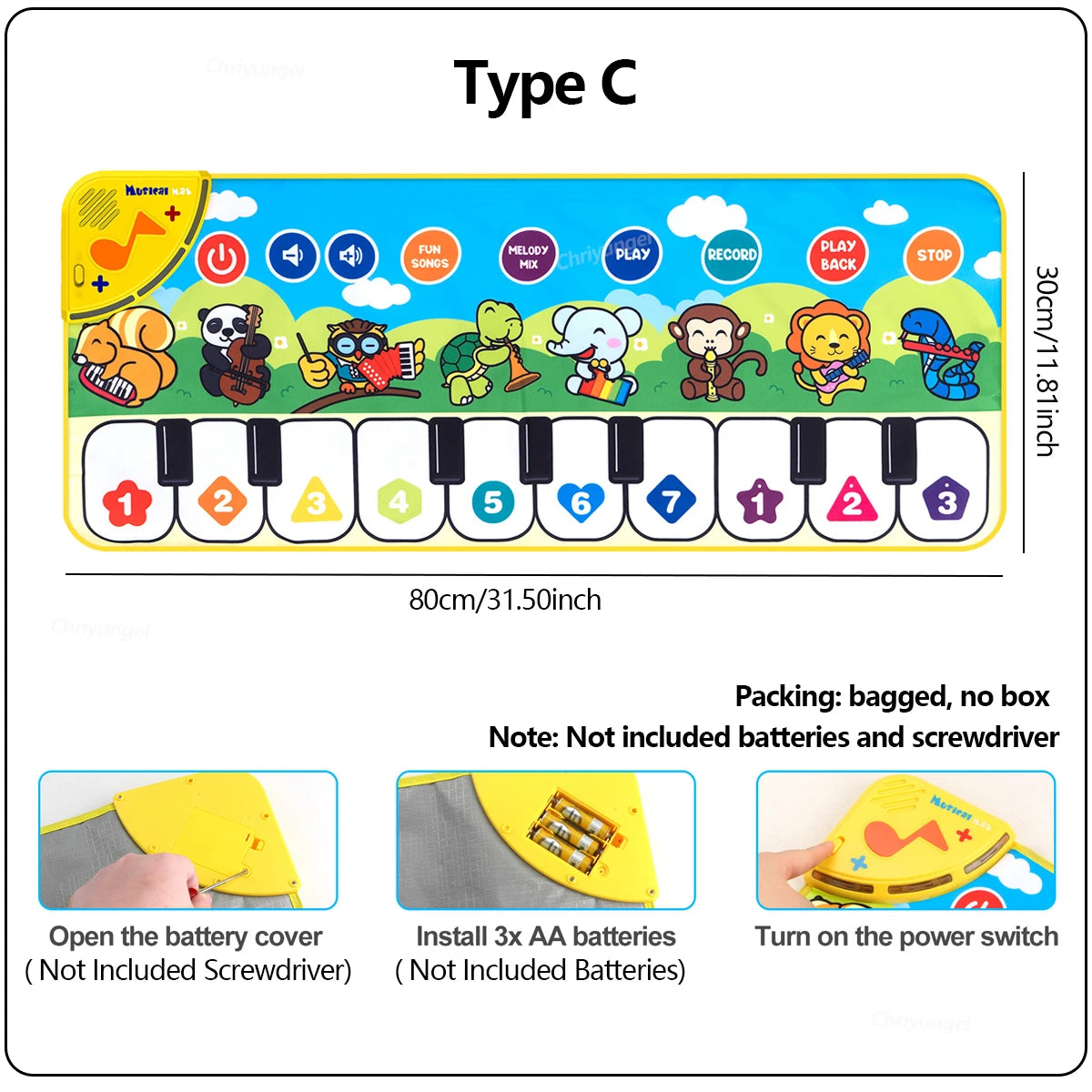 Piano Mat for Kids Kids Toddlers Floor Keyboard Dance Mat Baby Fitness Play Animal Music Blanket Instrument Toys Girl Boy Gift