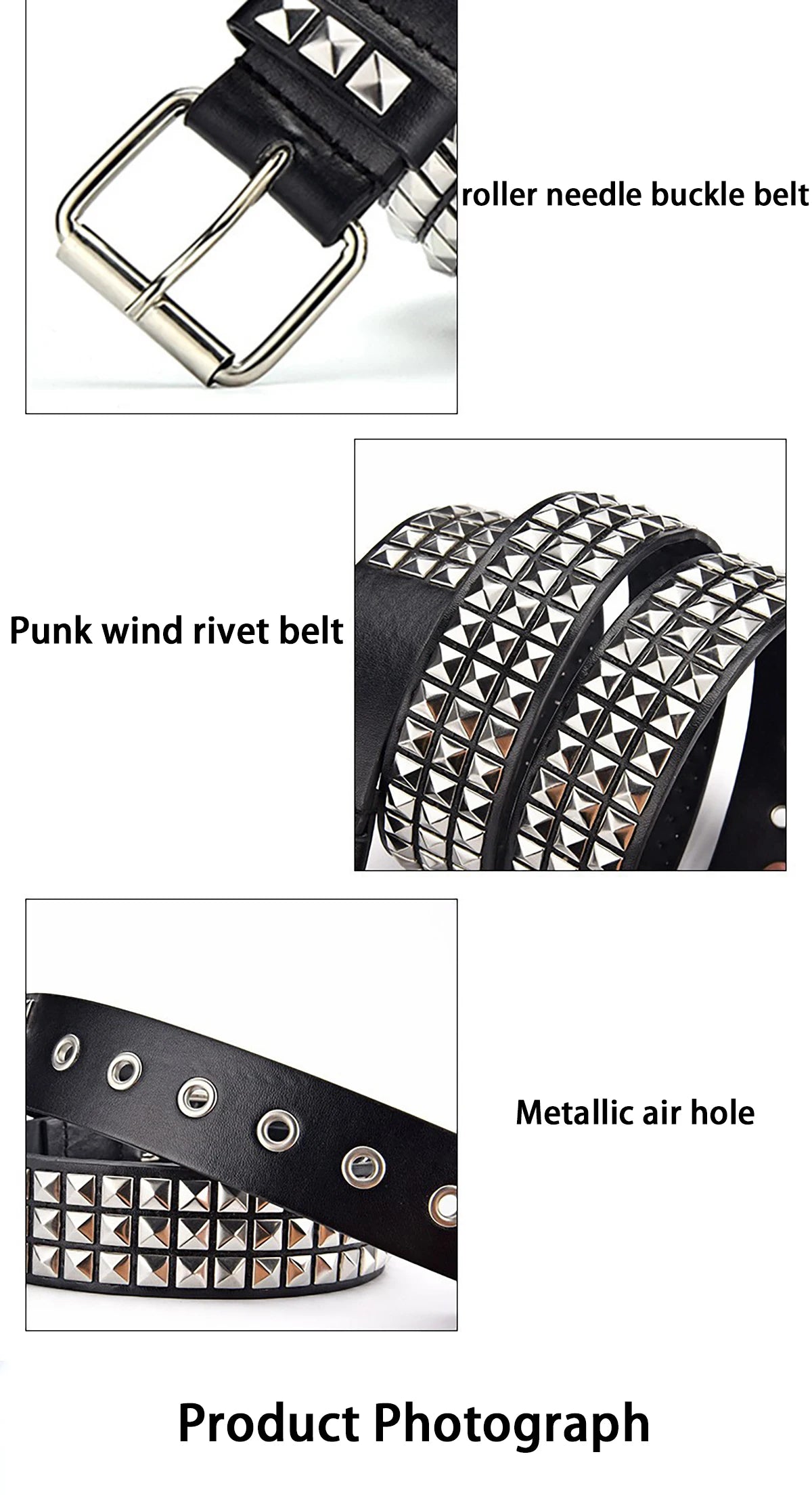 Unisex Punk Pyramid Rivet Belt Stylish Metal Hardware - Smarsty