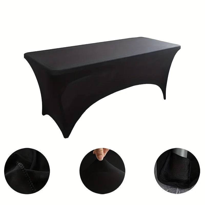 6FT Black Spandex Table Cloth Wrinkle Resistant Cover - Smarsty