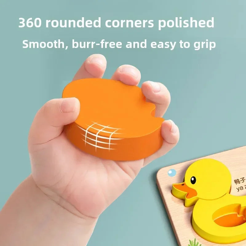 Montessori Cartoon 3D Wooden Puzzle Animal Traffic Jigsaw Toys for Kids Early Learning Educational Cognitive Game Children Gifts by Smarsty