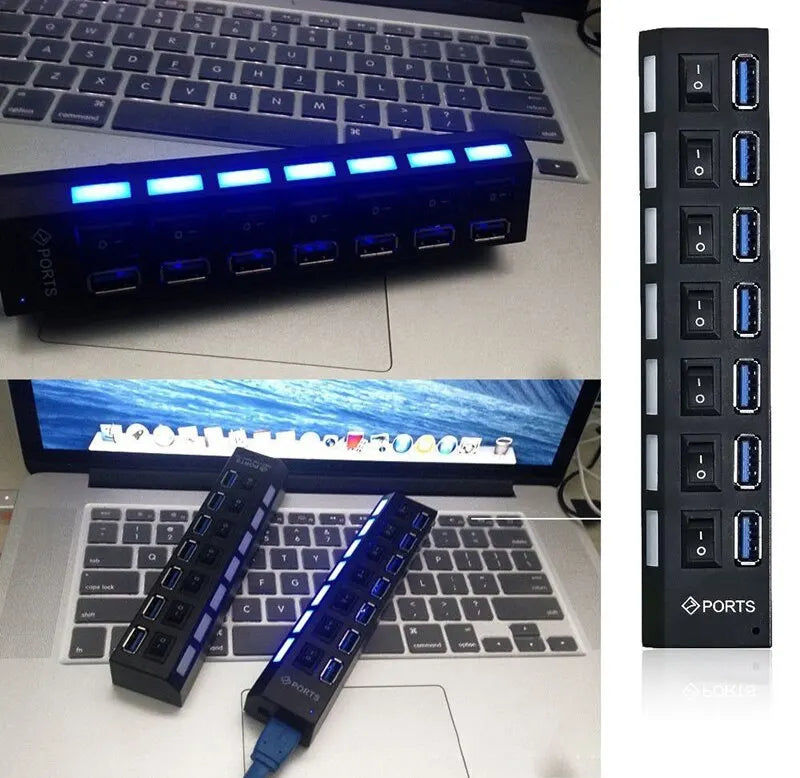 Seven Port USB 2 0 Hub With Built In Current Protection