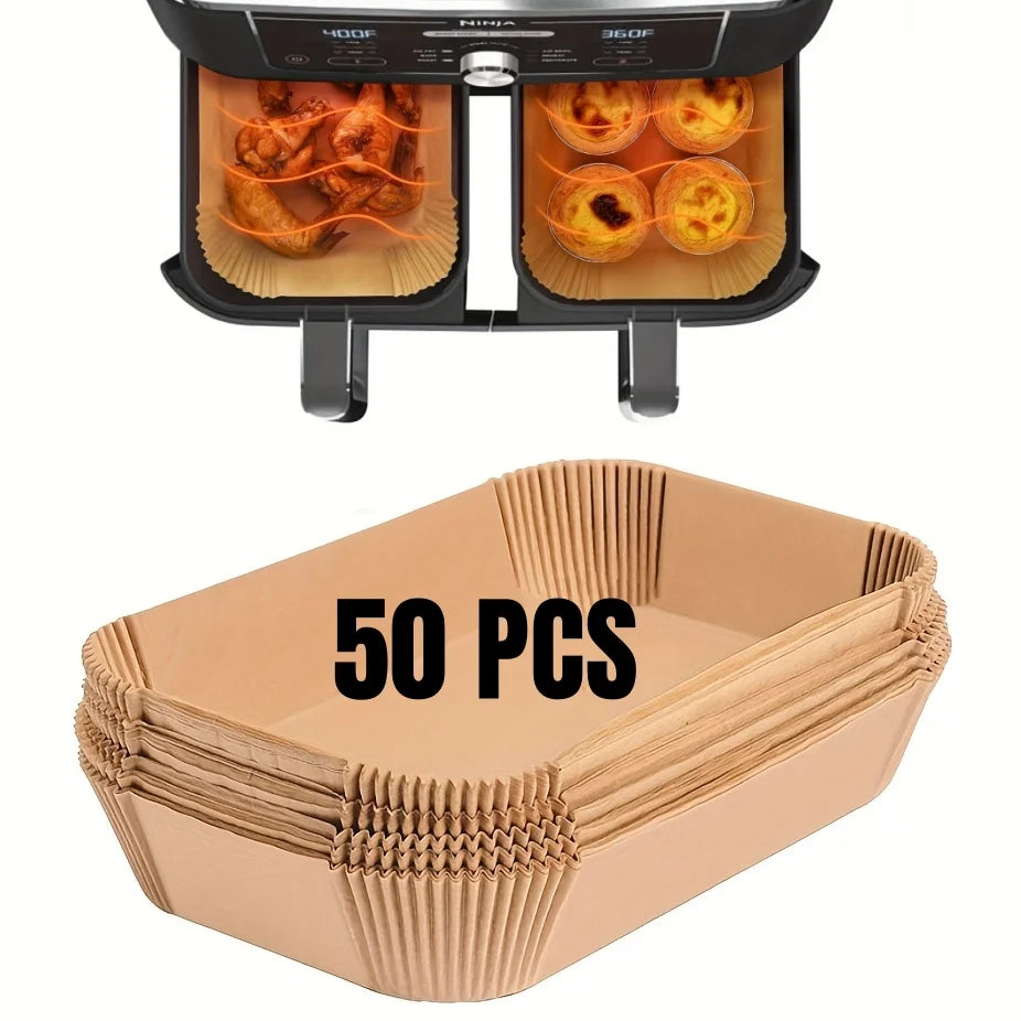 Air Fryer Paper Liners Disposable Oil-Proof Waterproof Baking Paper Round Square And Rectangle Parchment Kitchen Party Supplies - Smarsty