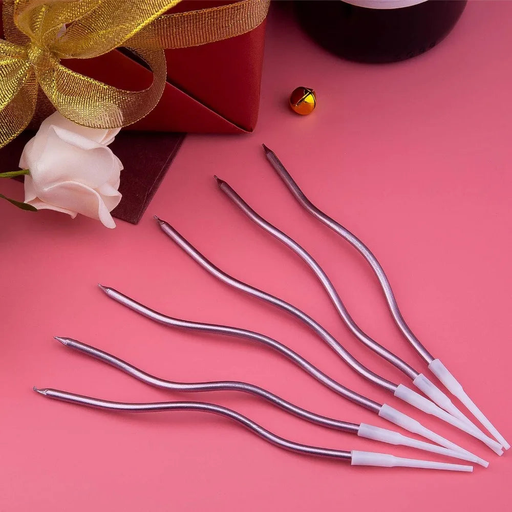 6/12/48pcs/1case Birthday Candles Spiral Cake Candles Long Thin Cake Candles For Wedding Party And Cake Decoration - Smarsty