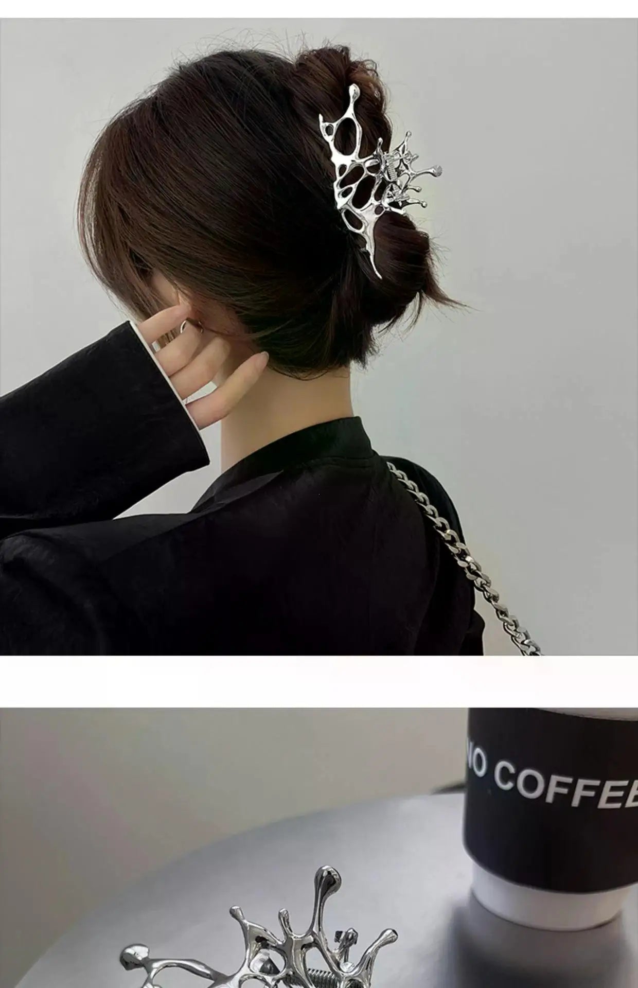 Large Metal Claw Clips For Women Strong Hold Silver - Smarsty