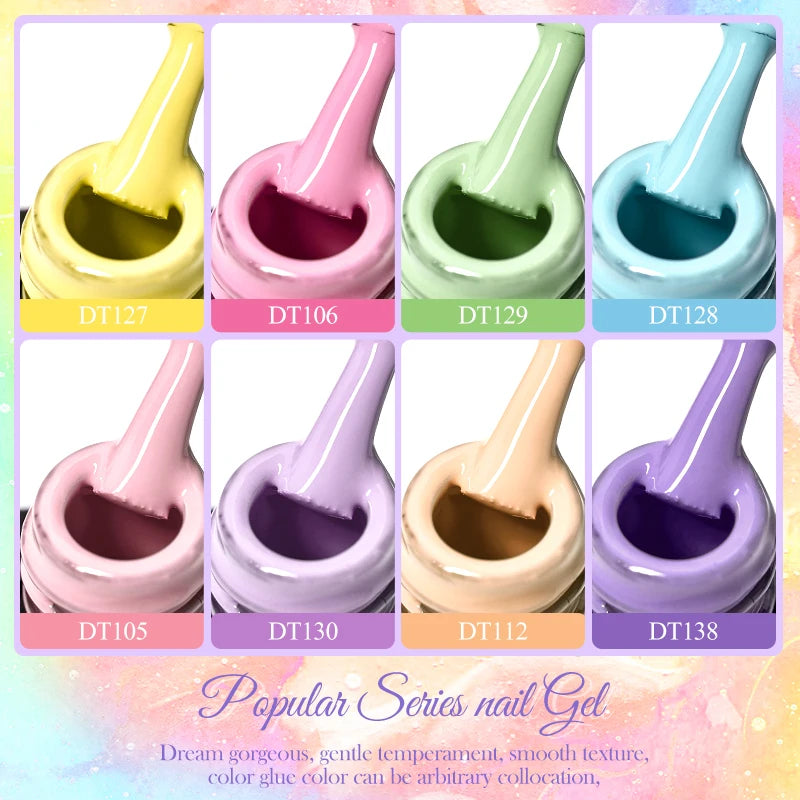 Macaron Series Gel Nail Polish Set with Glitter - Smarsty