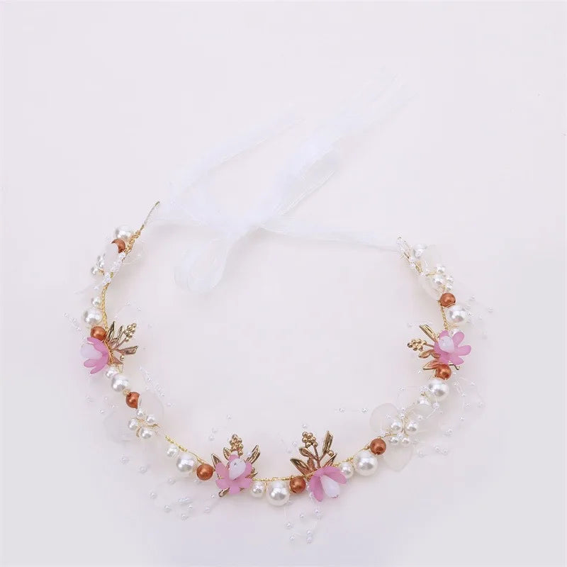 Bohemian Pearl Flower Headband For Girls Wedding Bridal - Smarsty