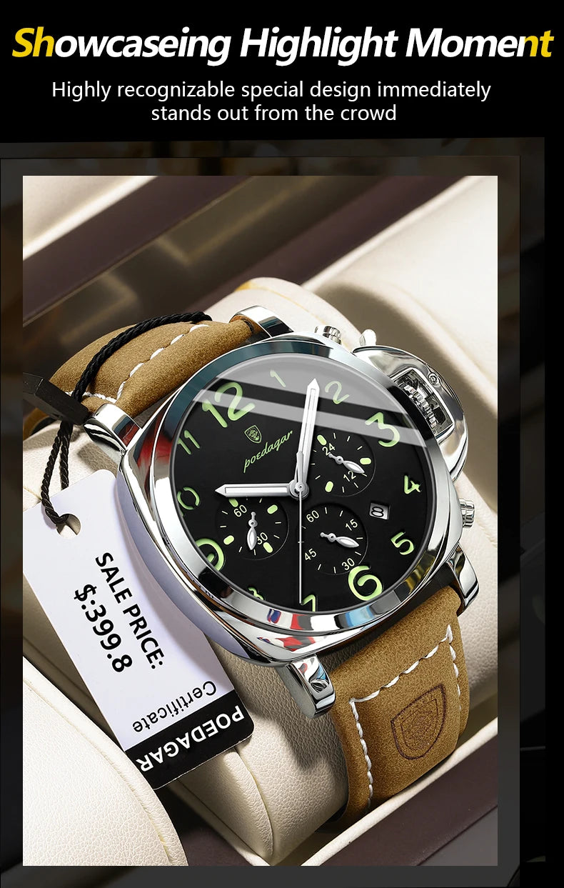 Luxury Waterproof Military Watch for Men Luminous Leather - Smarsty