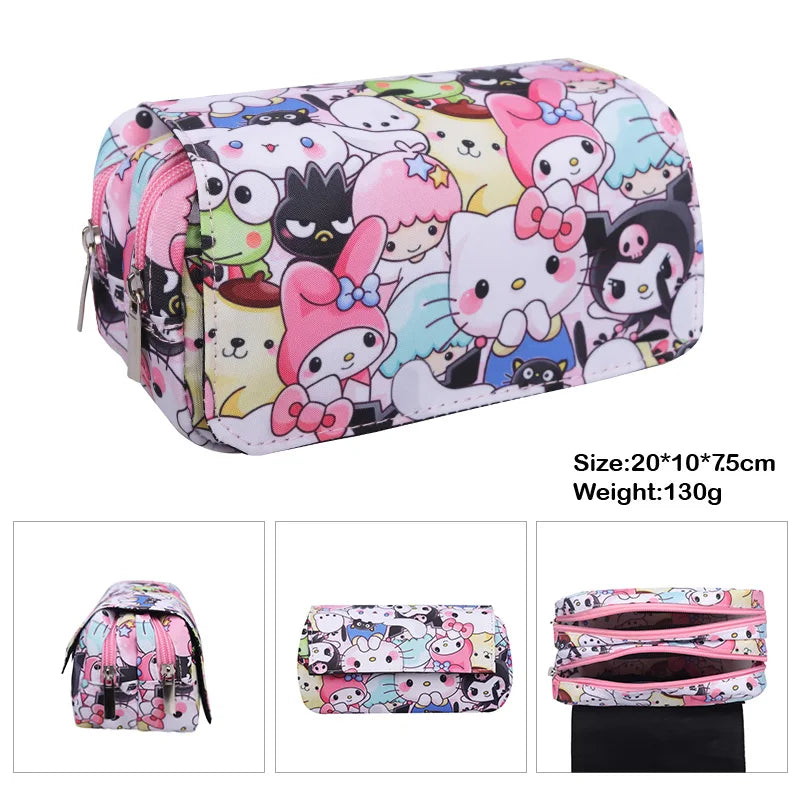 Cartoon Double Layer Pencil Bag for Kids School Use - Smarsty