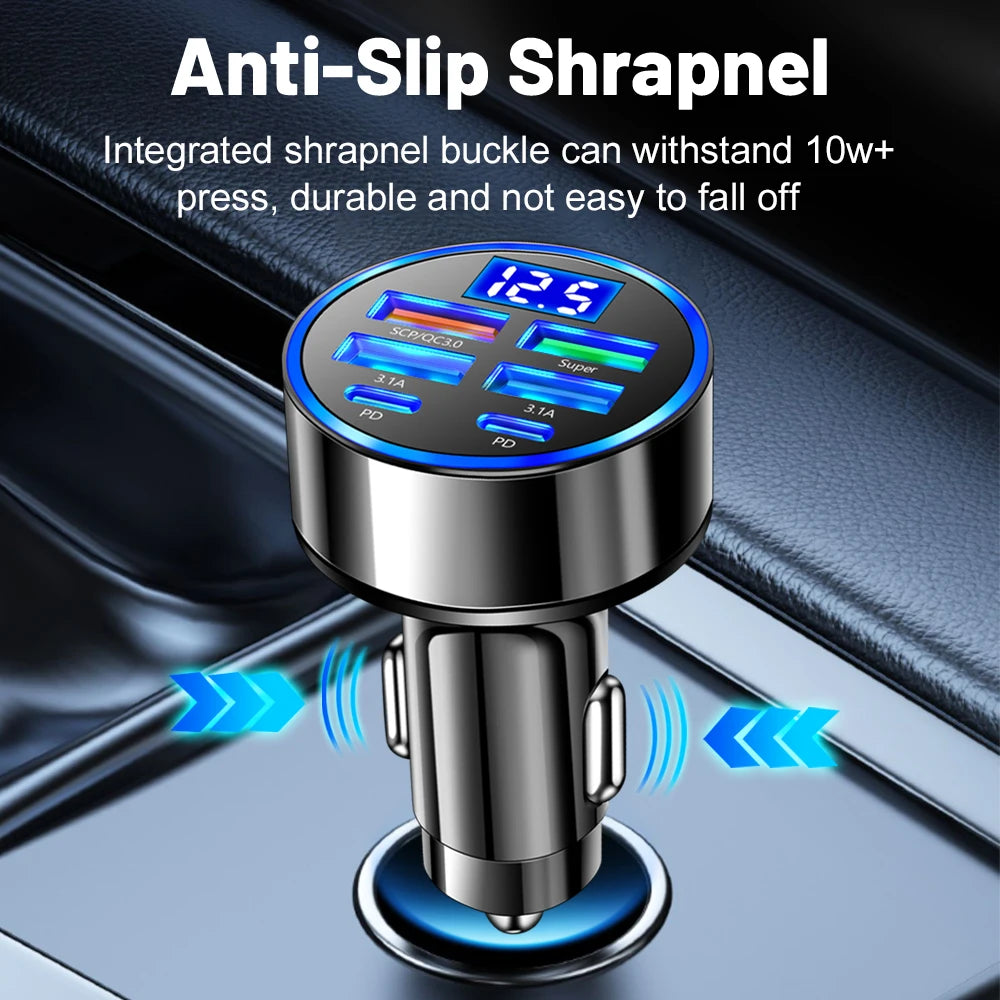 Ultra High Efficiency Car Charger With PD QC30 Six Ports - Smarsty