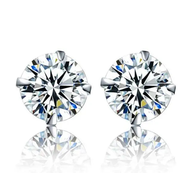 925 Sterling Silver CZ Stud Earrings Tiny Dainty Gift - Smarsty