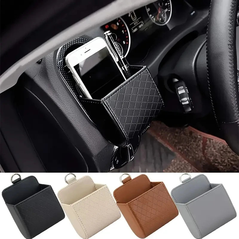 Vent Mount Car Phone Holder With PU Leather Storage Box - Smarsty