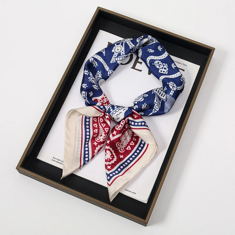Bohemian Silk Square Scarf for Women Luxury Floral Print - Smarsty