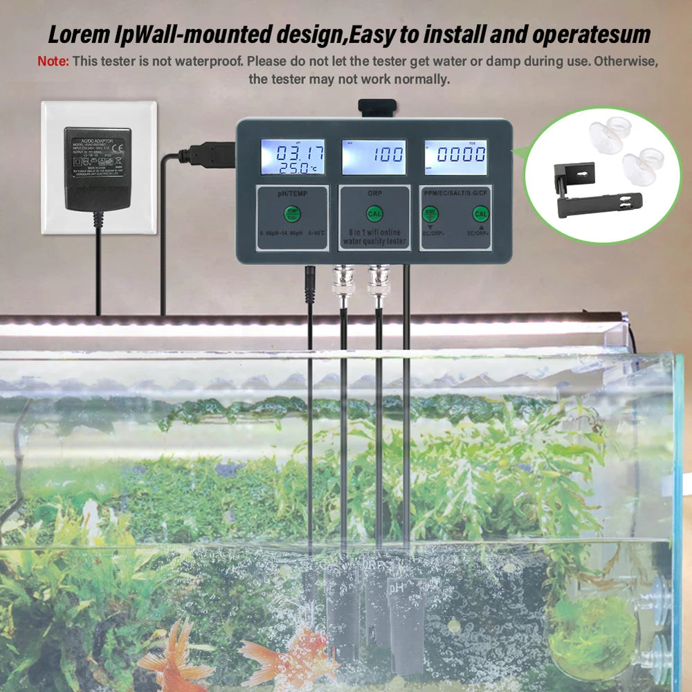 Tuya WiFi 8 In 1 Water Quality Tester with Digital Display - Smarsty