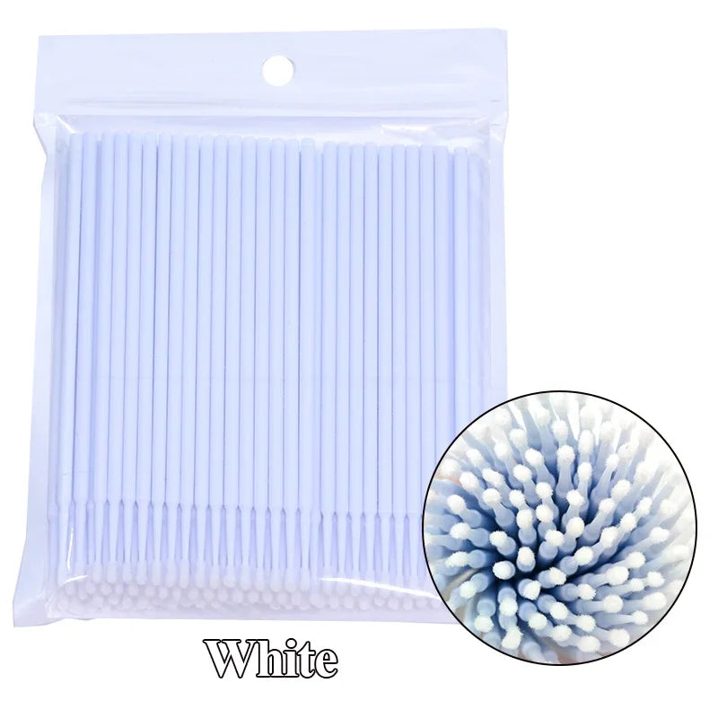 100Pcs Micro Cotton Swabs for Eyelash Cleaning - Smarsty