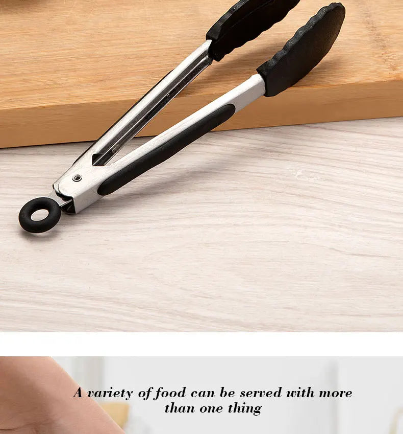 Black Silicone Food Tongs for Easy Cooking and Grilling - Smarsty