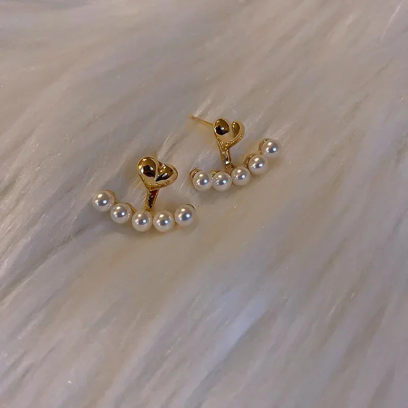 Elegant Pearl Heart Stud Earrings For Wedding Gifts - Smarsty