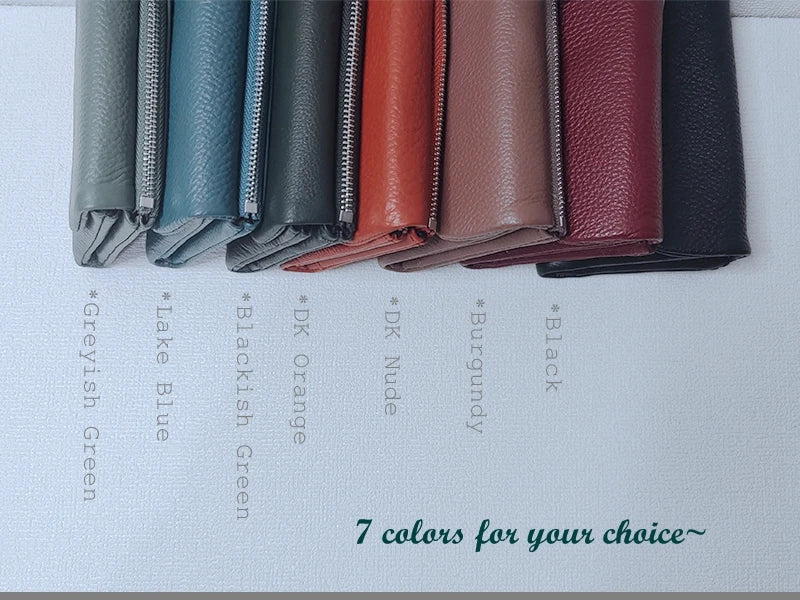 Coin Purse Genuine Cow Leather Short Wallet Trifold for Small Women's Purses Clutch Cowhide Card Holder Travel Card Wallets