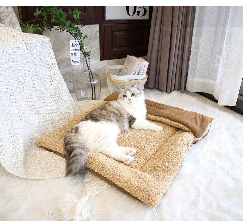 Warm Thickened Cat Bed Foldable Plush Pet Mat - Smarsty