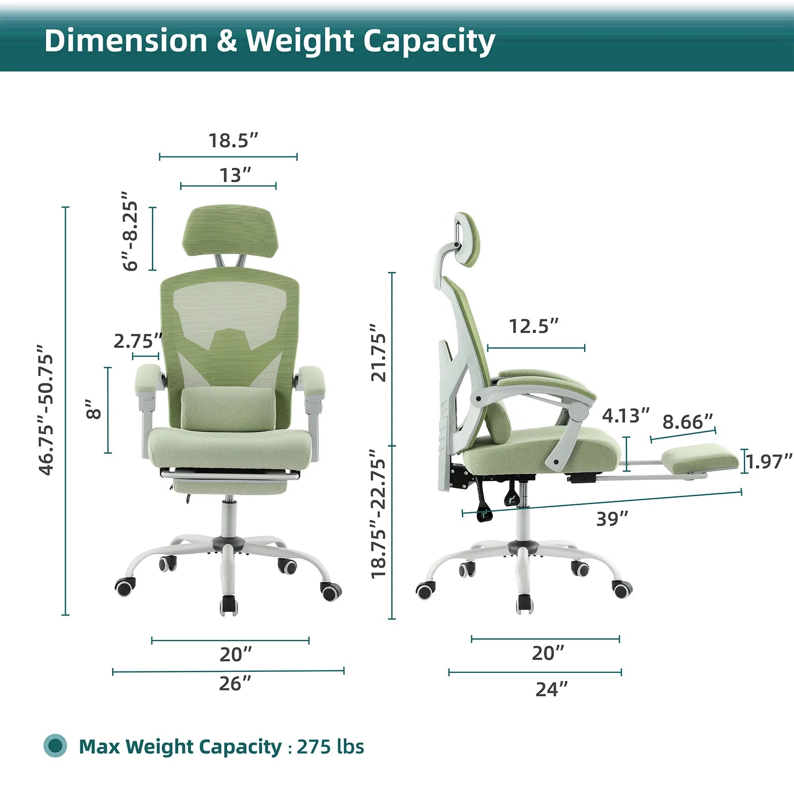 Ergonomic Reclining High Back Mesh Living Room Rocking Gaming Chair Computer Desk Swivel Rolling Lumbar Support Pillow