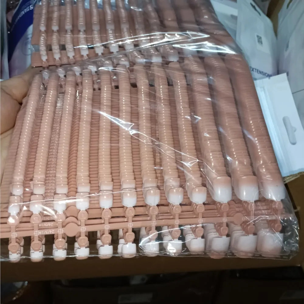 120 Pieces Pink Square Toe Nail Tips Full Cover Extensions - Smarsty