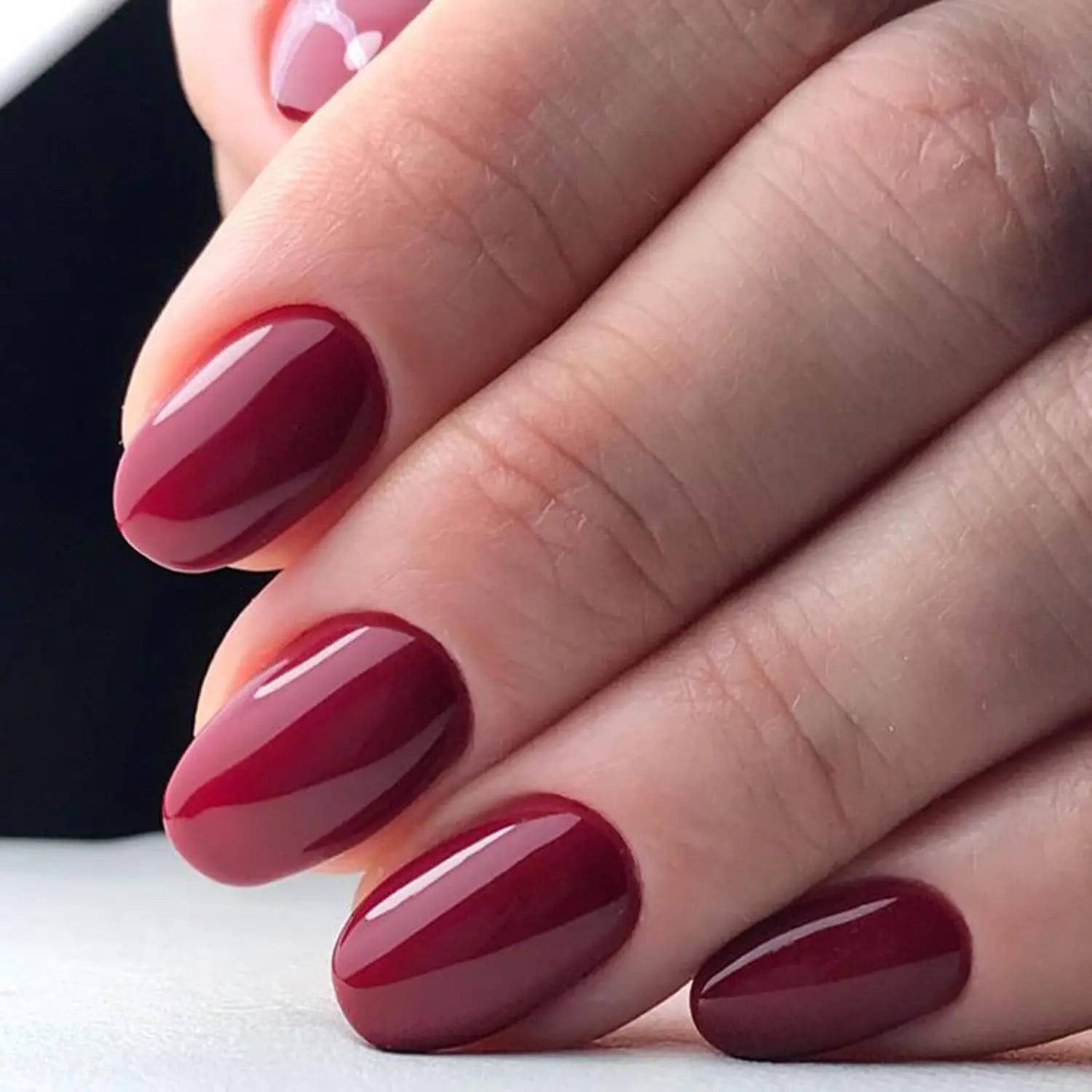 Short Square Wine Red Press On Nails Set - Smarsty