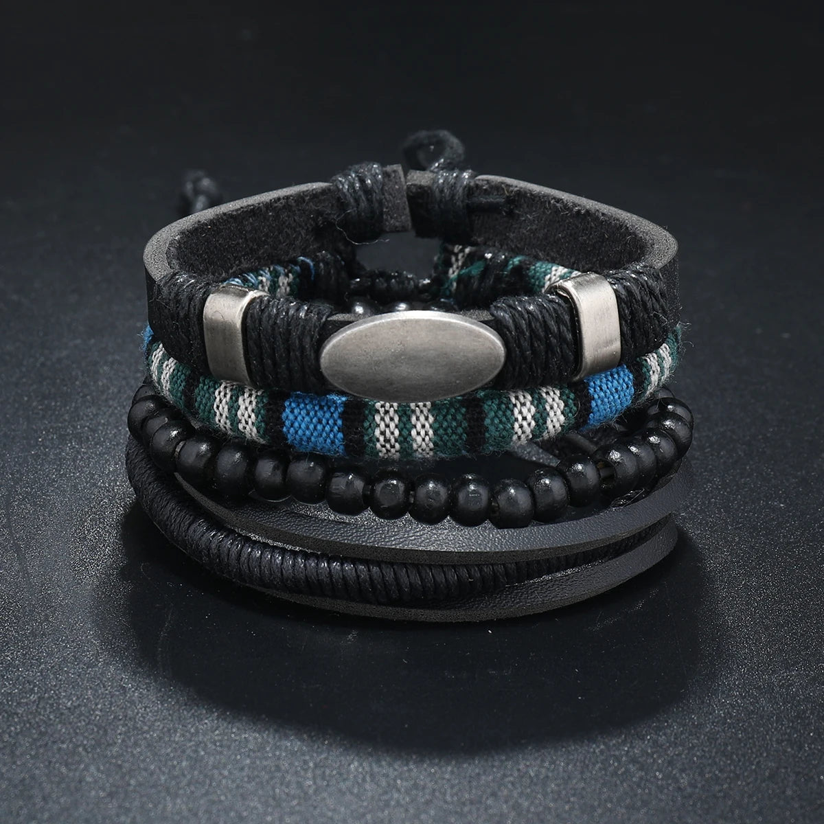 Men’s Leather Braided Bracelets Vintage Ethnic Wristband - Smarsty