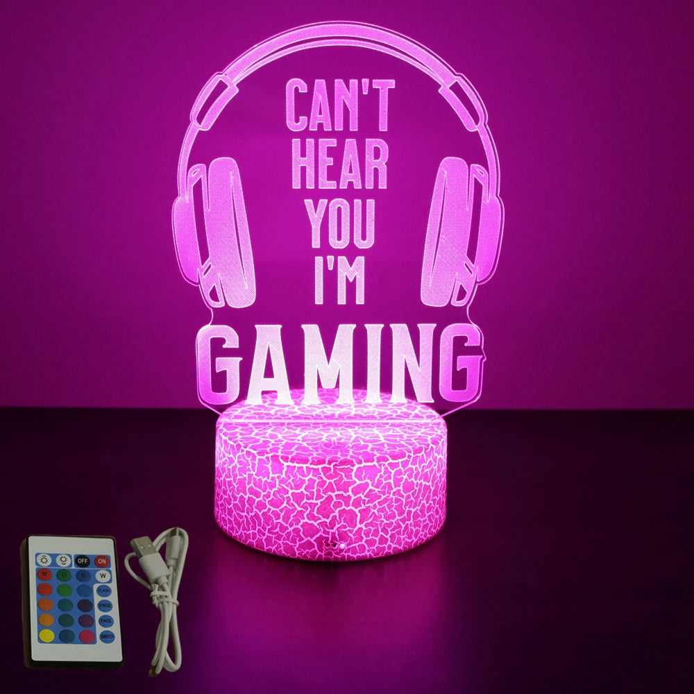 Neon Gamer 3D LED Night Light for Gaming Room - Smarsty